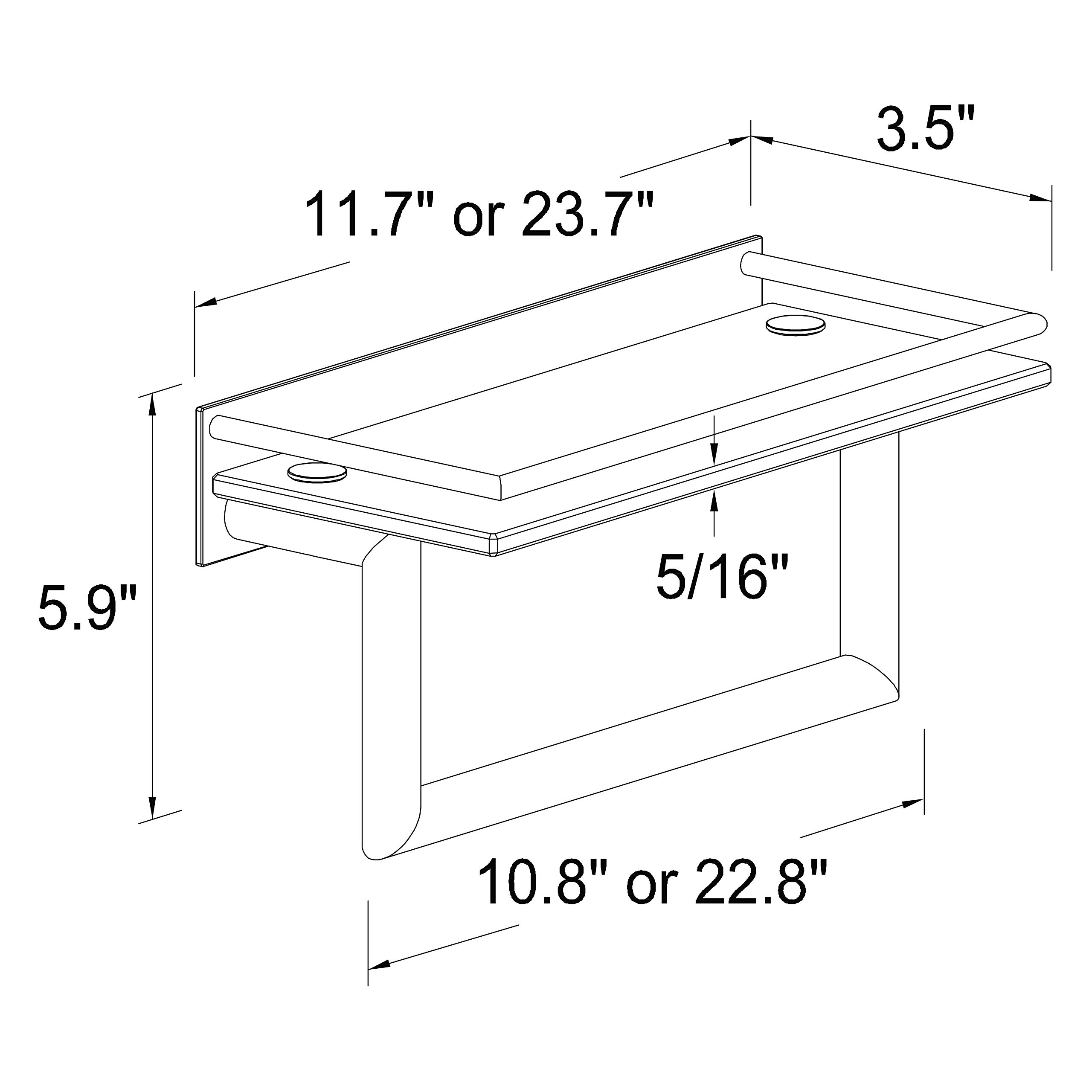 2819RT-24/PC 24-Inch Polished Chrome Bathroom Shelf with Towel Bar - Space-Saving Storage for Towels, Toiletries & Decor - Perfect for Small Bathrooms, Showers & Vanity Areas