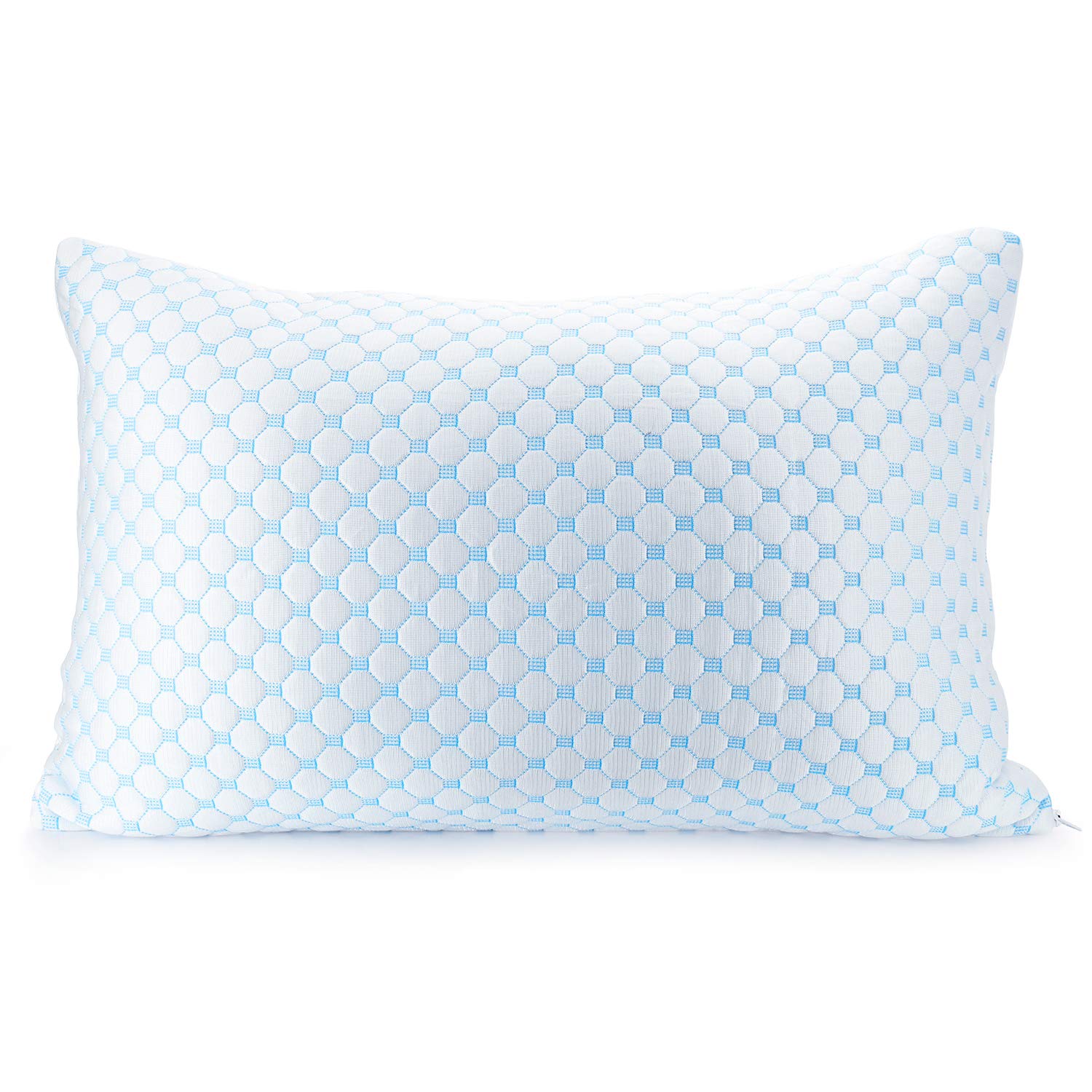 Clara Clark Cooling Memory Foam Pillow for Side Sleepers - Queen Size 18x26 - Reversible Gel Pillow with Breathable Cover for Hot Sleepers - Luxury Bed Pillow for Back & Stomach Sleepers - Perfect for Night Sweat Relief & Better Sleep