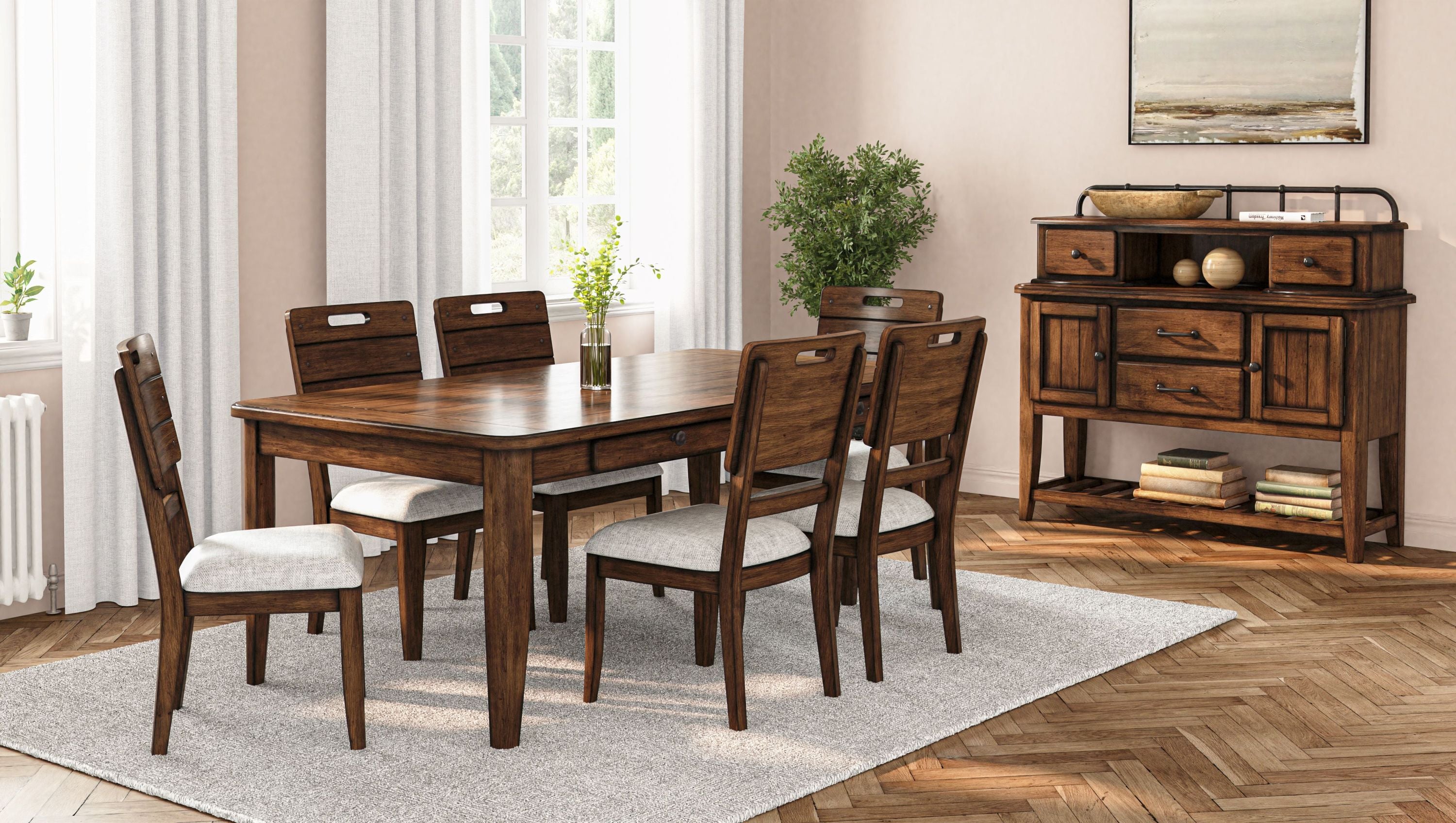 Set of 2 Brown Casual Side Dining Chairs with Contrasting Upholstered Seats - Modern Kitchen & Dining Room Accent Chairs for Home, Restaurant or Cafe