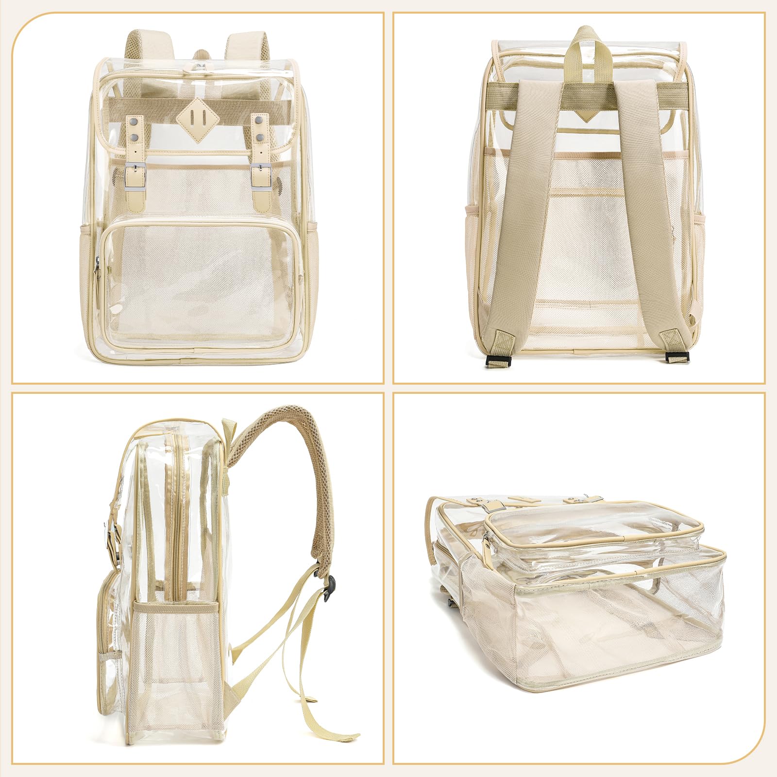 Clear PVC Backpack for Women - Large Capacity, Durable for College & Travel