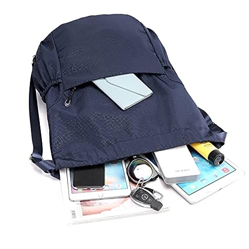 Waterproof Drawstring Backpack with Zipper Pocket - Adjustable Sports Gym Bag for Men & Women - Perfect for Running, Travel, Workout & Outdoor Activities