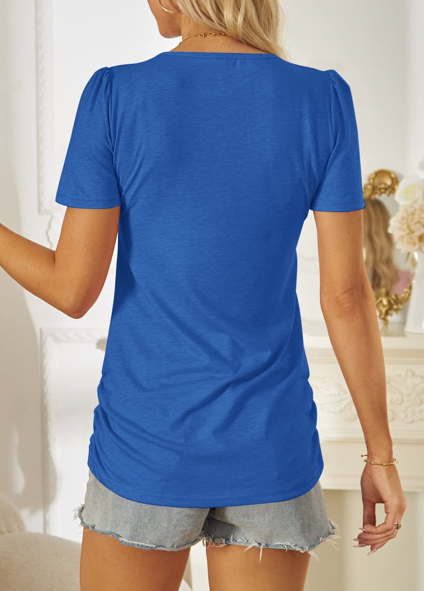 Women's Casual Tunic Tops with Side Shirring - Basic Comfort Shirt for Everyday Wear | Perfect for Work, Weekend Outfits & Relaxing at Home