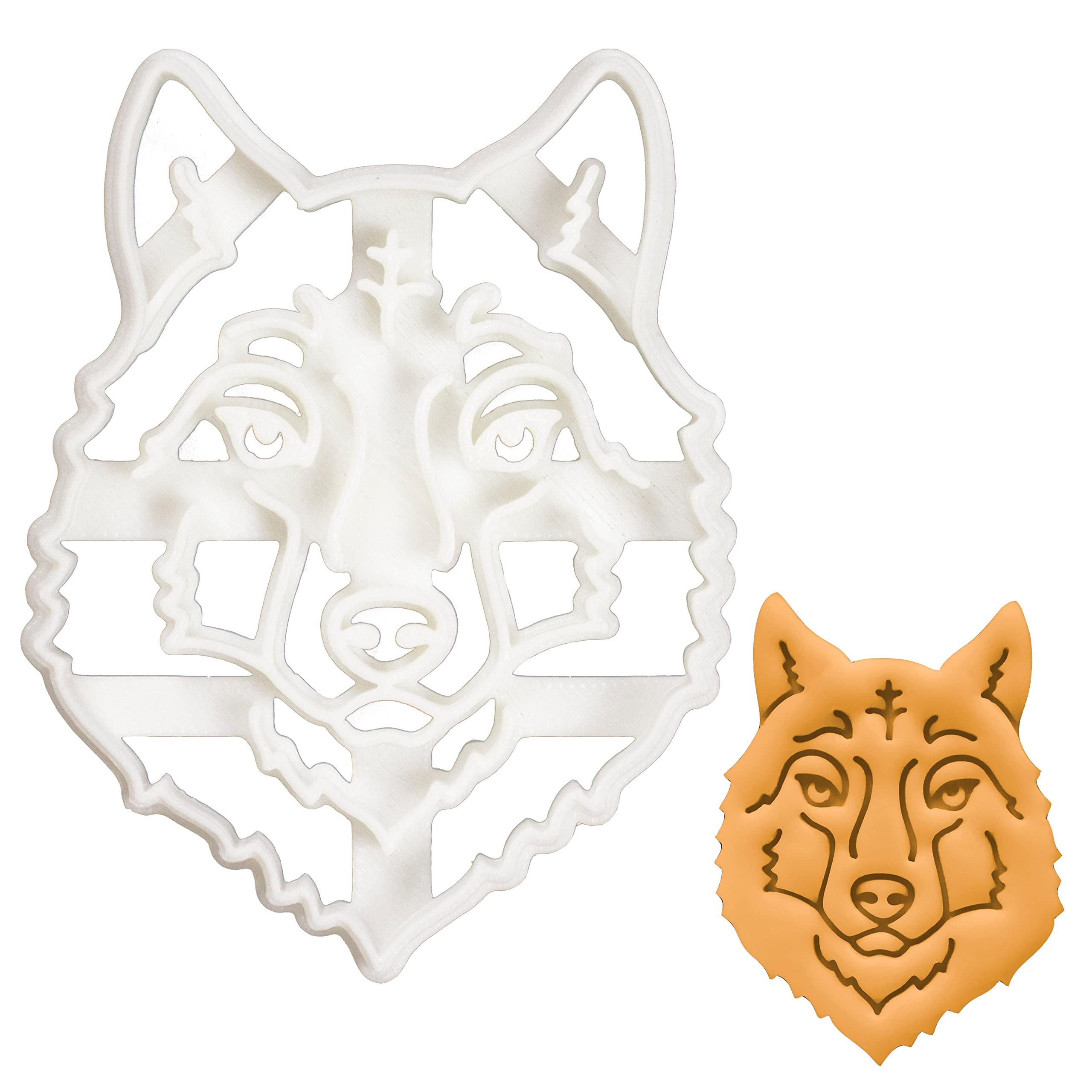 Wolf Face Cookie Cutter - 3D Printed Stainless Steel Durable Baking Tool for Halloween, Christmas Cookies - Perfect for DIY Desserts, Party Treats & Gift Decorations