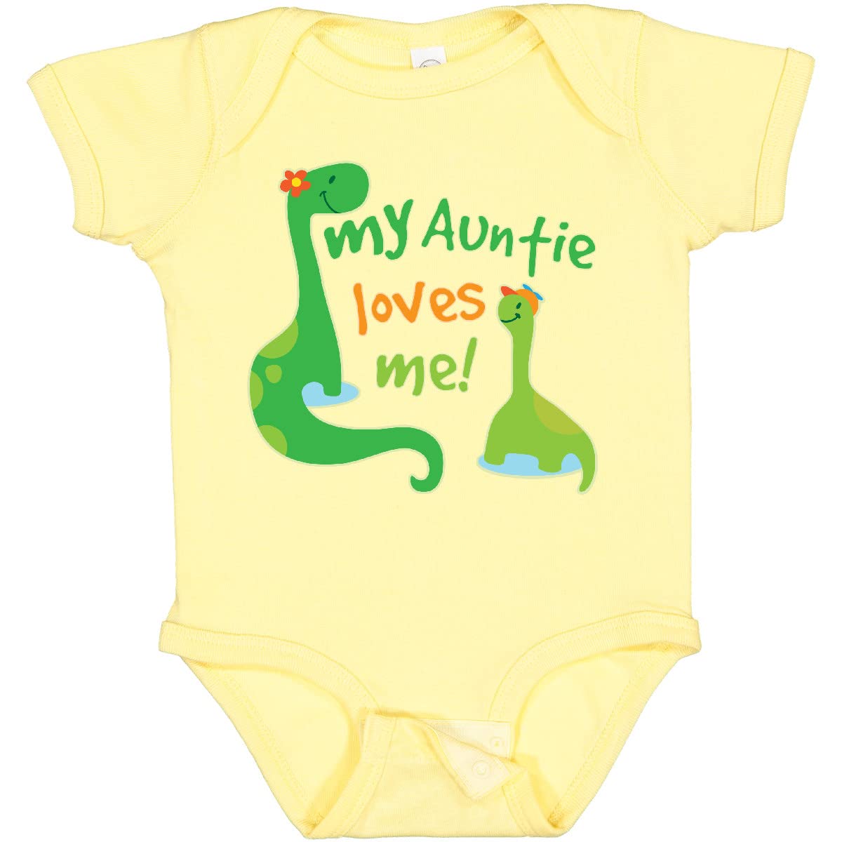 Inktastic My Auntie Loves Me Dinosaur Baby Bodysuit - Cute Dinosaur Onesie for Infants & Toddlers - Perfect Gift for Aunt's Birthday, Baby Shower & Family Reunions