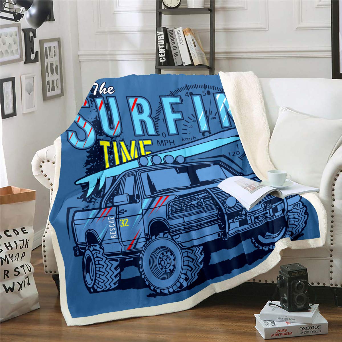 Extreme Sports Themed Fleece Throw Blanket - Soft Sherpa Plush Blanket for Couch, Bed, Sofa & Car (87