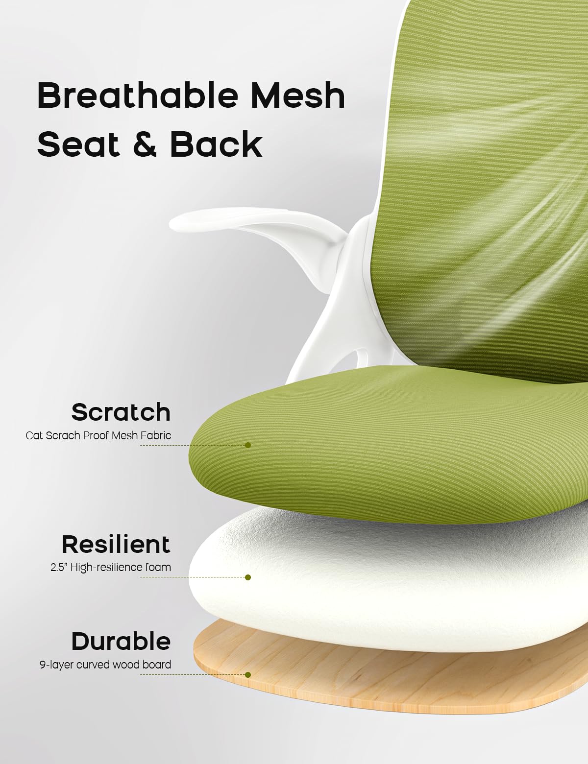 Ergonomic Drafting Chair with Flip-Up Armrests & Adjustable Footrest - Tall Office Chair for Standing Desks - Comfortable Lumbar Support Computer Chair for Bar Height Workstations (White-Green) - Perfect for Architects, Artists, and Home Office Workspaces