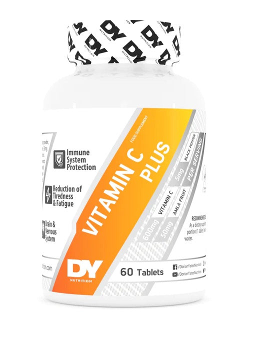 Dorian Yates Vitamin C Plus 60 Tablets - Immune Support & Antioxidant Boost for Athletes & Fitness Enthusiasts | Daily Wellness Supplement for Gym, Workout & Active Lifestyle
