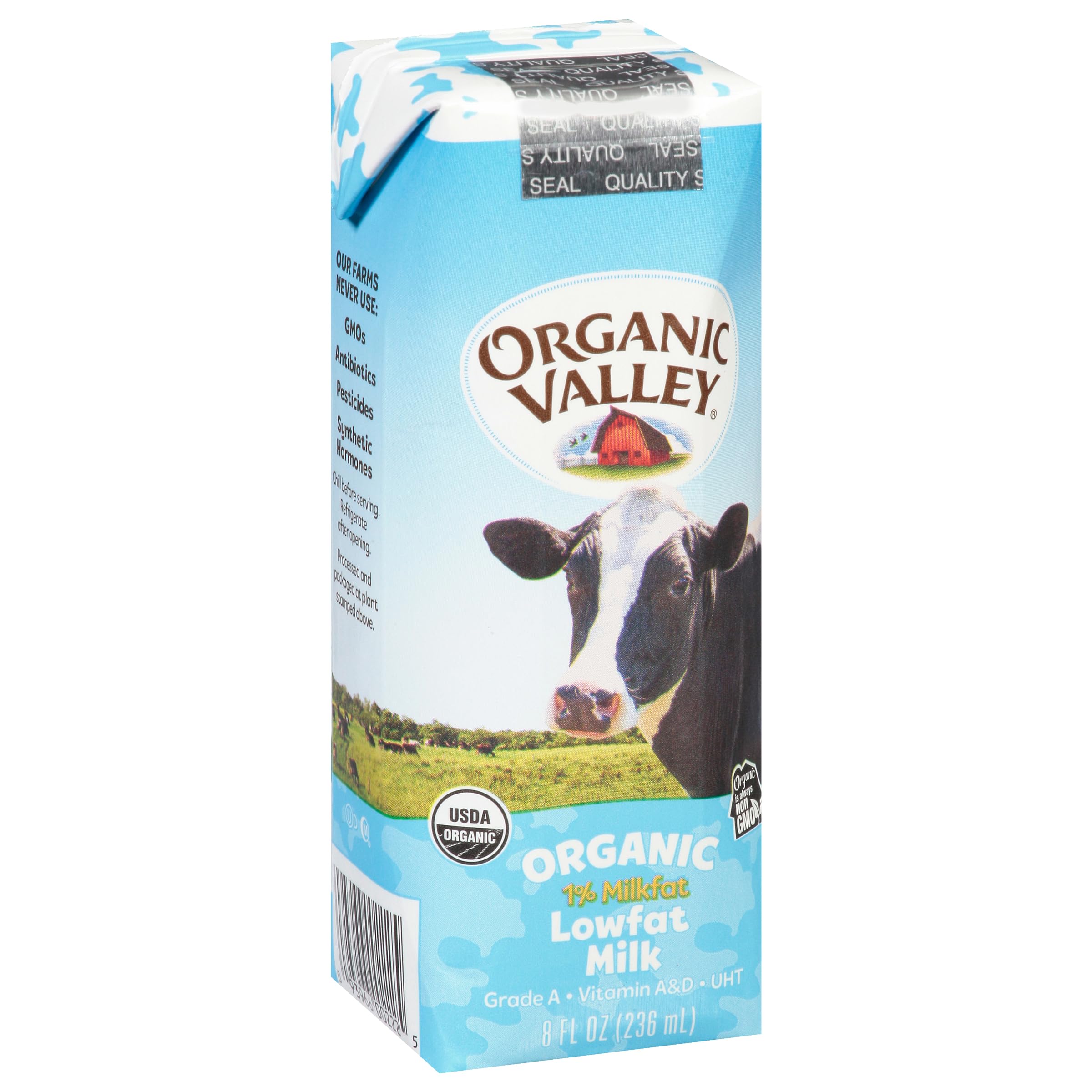 Organic Valley 1% Shelf-Stable Milk Boxes - 8 Fl Oz (Pack of 24) | Healthy Low-Fat Milk for Kids Lunchboxes, School Snacks & On-the-Go Nutrition