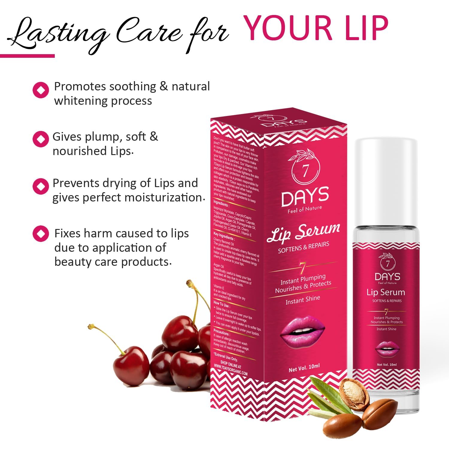VIVA Lip Serum with Roll-On for Plump & Hydrated Lips | Dark Lip Treatment with Shea Butter & Pomegranate | Moisturizing Lip Care for Men & Women (10ml) | Perfect for Daily Use, Night Care & Lip Makeup Prep