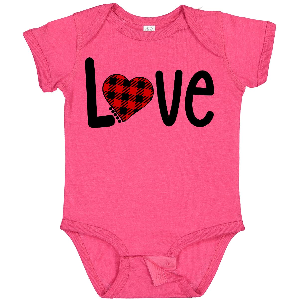 Inktastic Love with Red Plaid Heart Baby Bodysuit - Cute Unisex Onesie for Newborns & Infants | Perfect for Family Photos, Holidays & Everyday Wear
