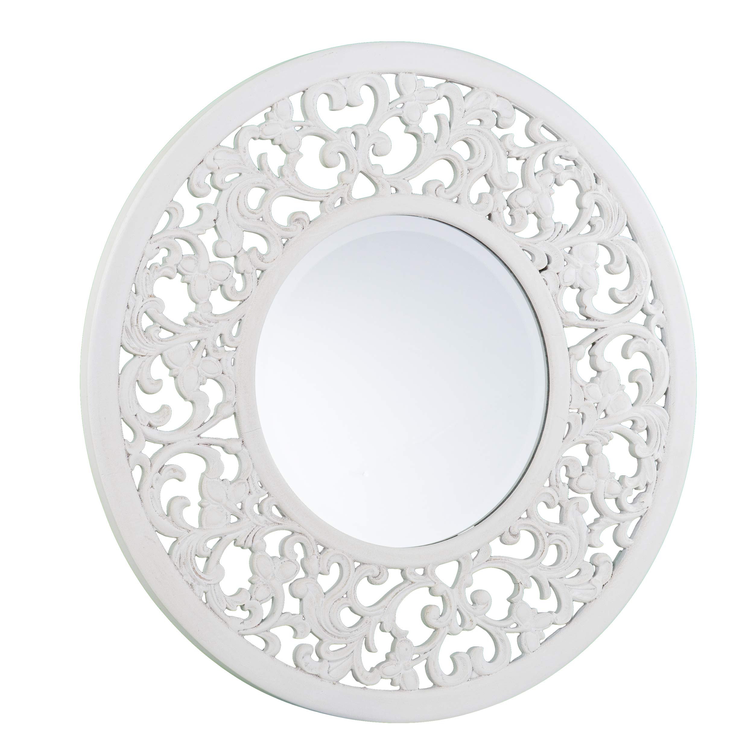 SEI Furniture Kinior Decorative Wall Mirror - Whitewashed Wood Frame - Perfect for Living Room, Bedroom & Entryway Decor