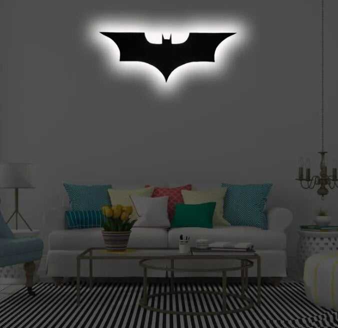 Batman LED Wall Light with Wireless Remote Control - Superhero Themed Night Light for Kids Room, Bedroom, and Game Room Decor
