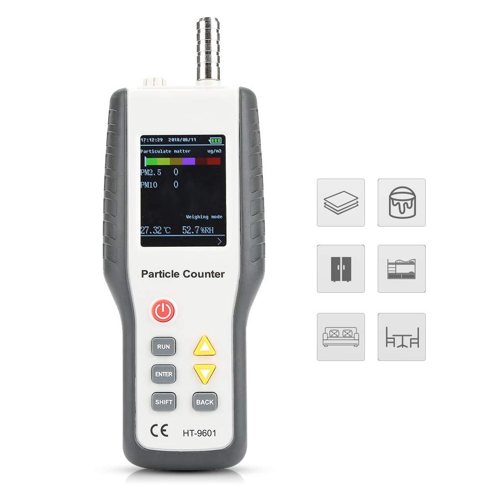 HT-9600 Portable Air Quality Monitor - PM2.5/PM10 Particle Counter, Temperature & Humidity Meter, Real-Time Indoor Air Analyzer for Home, Office & Car | Perfect for Allergy Sufferers, Parents & Health-Conscious Individuals