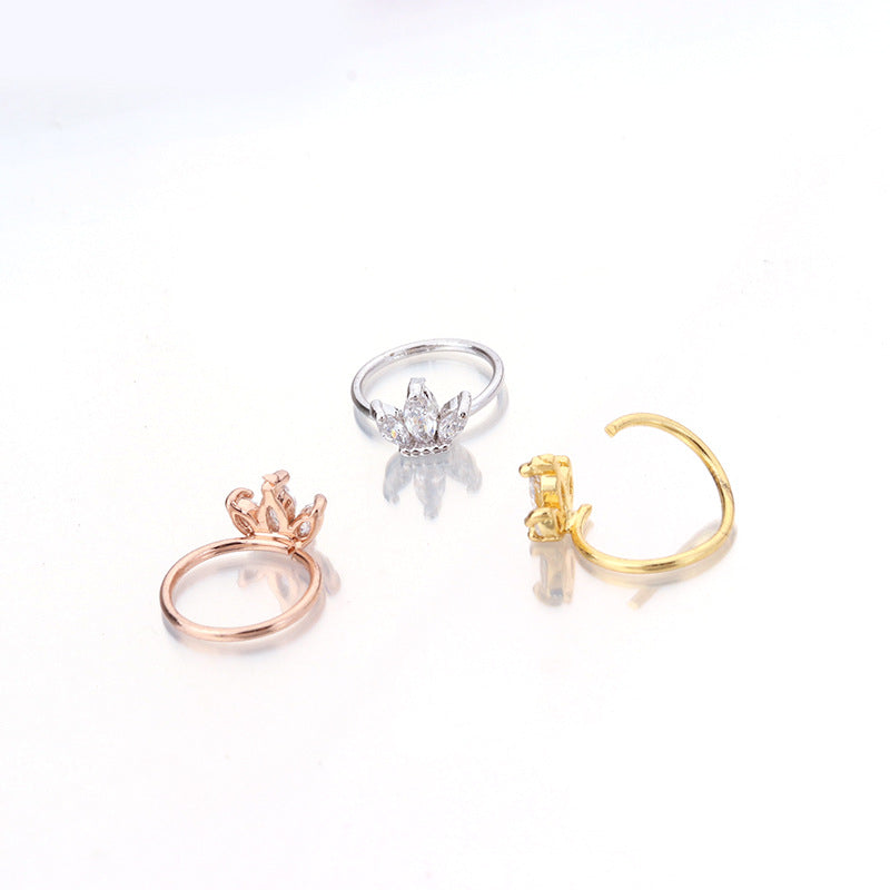 18K Gold 20G Flower Nose Ring & Huggie Hoop Earrings Set - Cartilage Piercing Jewelry for Women | HSER8514 | Perfect for Everyday Wear, Parties & Special Occasions