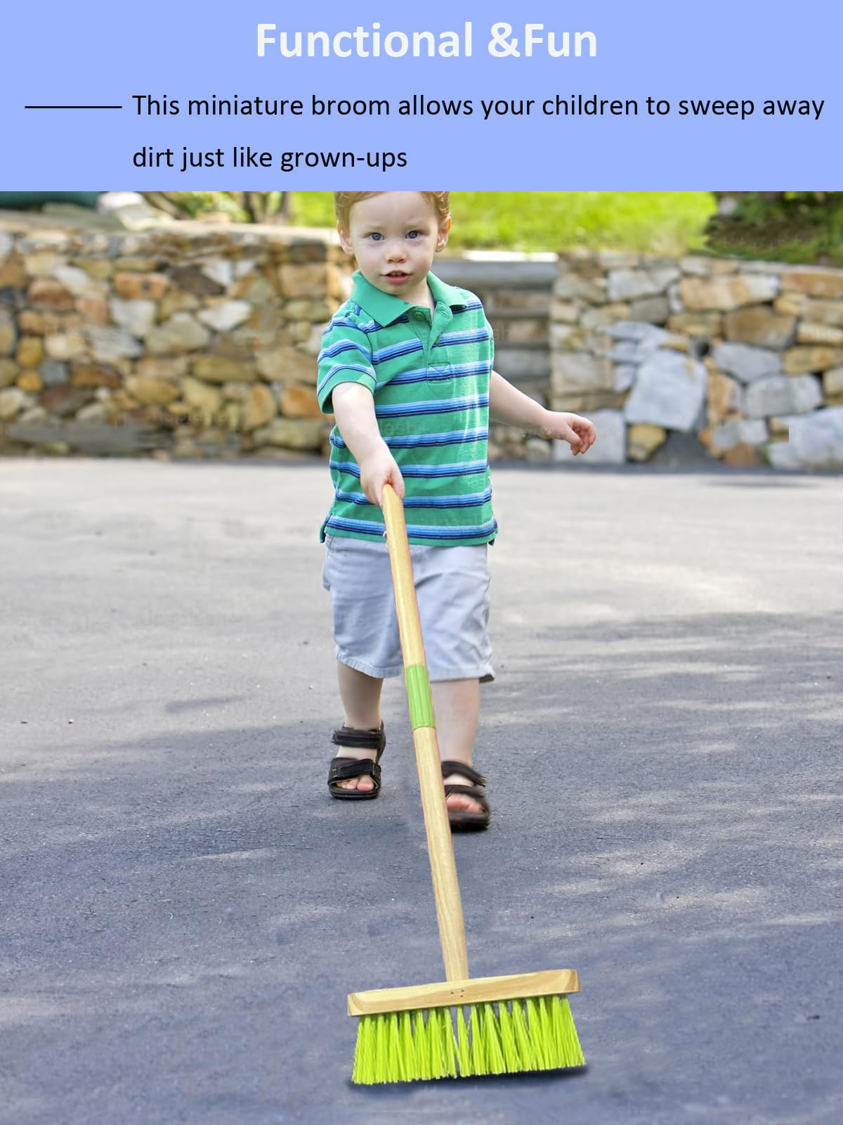 Kids Broom with Wooden Handle - Small Cleaning Broom for Children's Housekeeping & Play - Perfect for Pretend Play, Chores & Montessori Learning