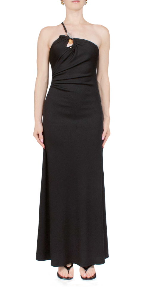 Concave Stone Black Cami Dress - Women's Elegant Sleeveless V-Neck Slip Dress for Casual Wear, Date Night & Summer Outfits