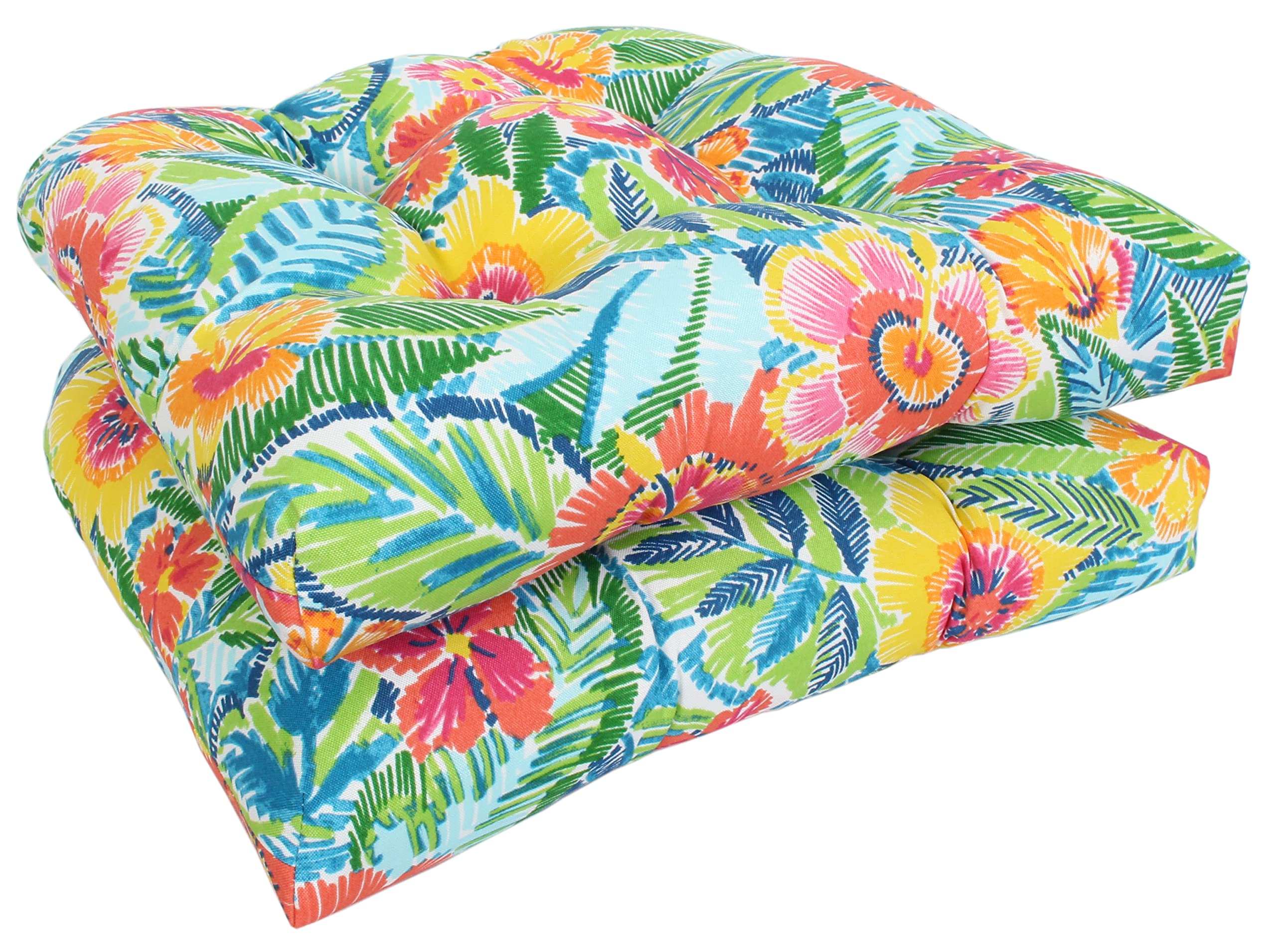 Set of 2 19x19x4 Inch Pensacoal Wicker Seat Cushions for Patio, Porch, Deck & Indoor Furniture - Waterproof Outdoor/Indoor Chair Cushions with Comfortable Foam Padding