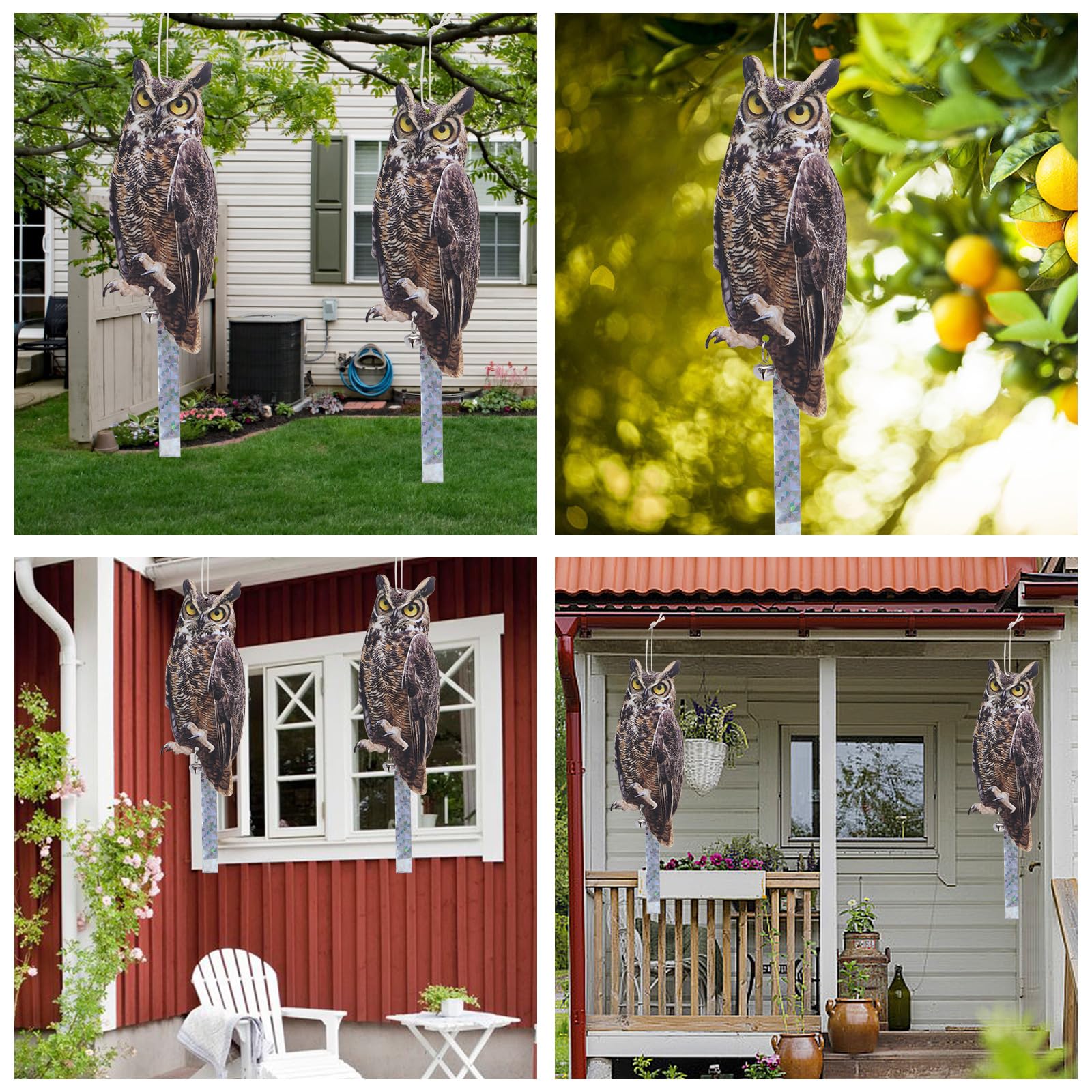 2 Packs Fake Owl Decoy with Reflective Eyes - Scare Away Woodpeckers, Birds & Pests - Outdoor Garden, Yard & Window Protection - Ideal for Home, Farm & Patio Use