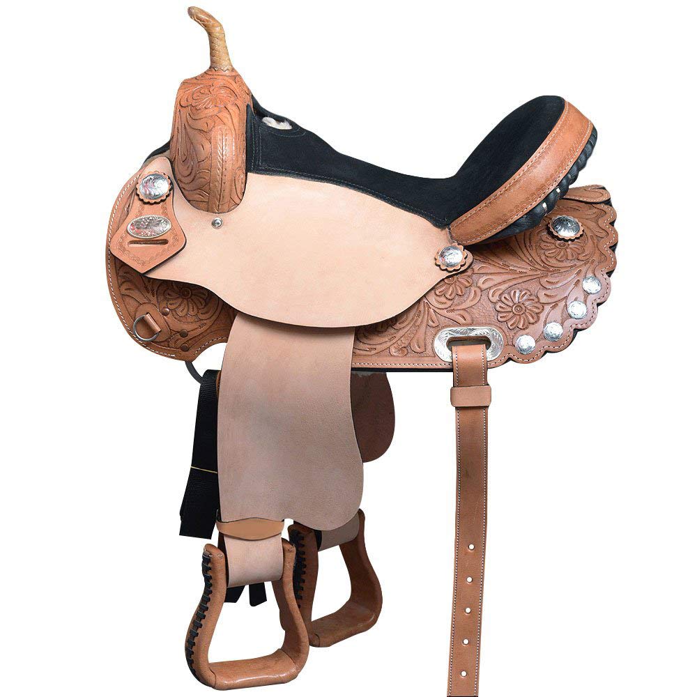 Premium Kids Western Pony Saddle - Genuine Leather, 8