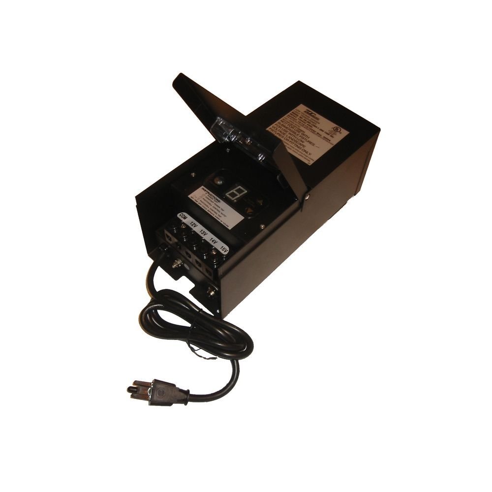 600W Heavy Duty Outdoor Transformer with Built-in Timer & Photocell - Weatherproof Black Metal Housing for Landscape Lighting, Garden Lights, and Pathway Illumination