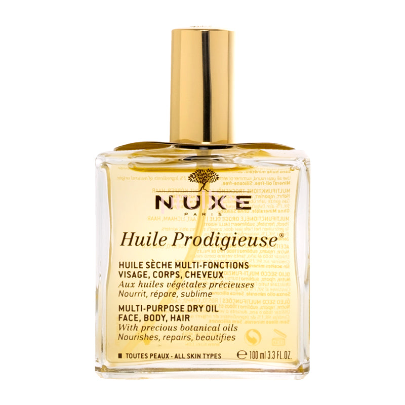 NUXE Huile Prodigieuse Multi-Purpose Dry Oil 100ml - Nourishing & Glowing for Face, Body & Hair - Perfect for Daily Hydration & Skincare Routine