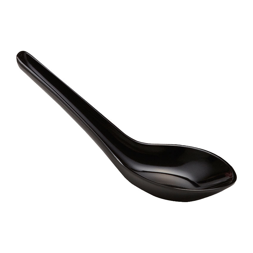 GET M 6030 BK Black Melamine Asian Soup Spoon - 0.65 oz, Pack of 12 - Durable & Lightweight for Ramen, Pho, Hot Pot & Asian Dining