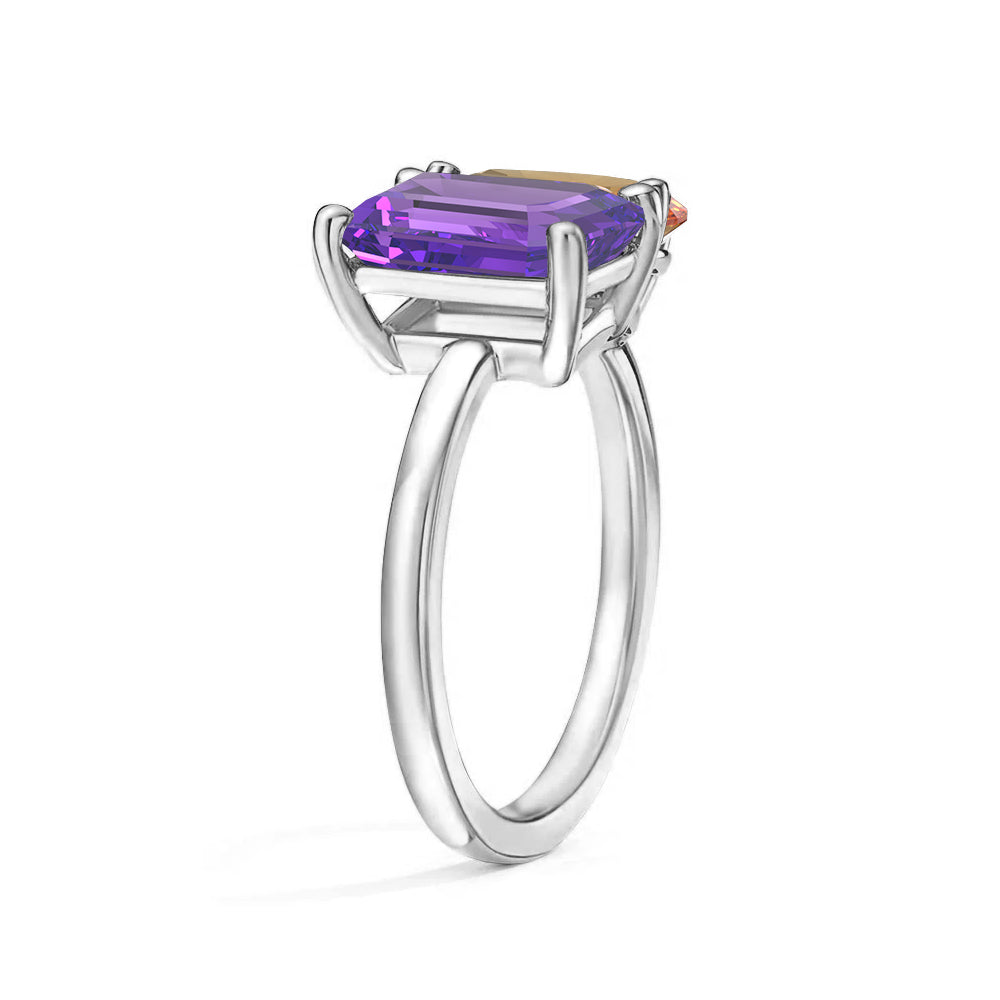 Personalized Toi et Moi Amethyst Birthstone Ring for Women - Custom Anniversary Gift for Her, Valentine's Day, Engagement or Romantic Occasions