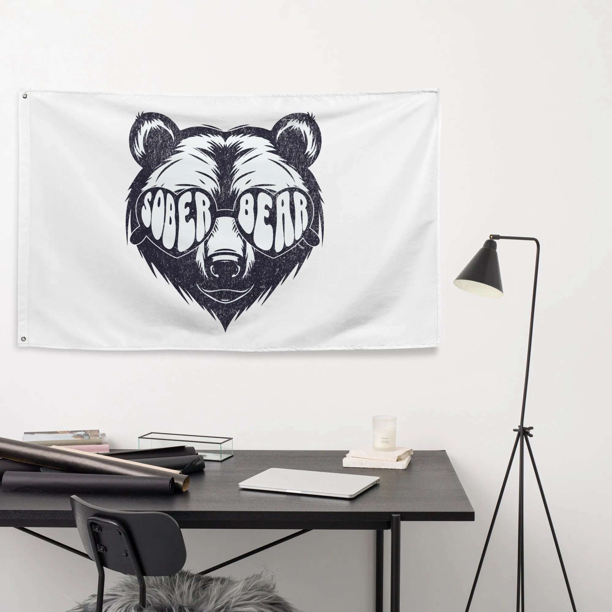Sober Bear Flag - Motivational Sobriety Banner for Recovery & AA Meetings - Perfect for Home, Office, and Support Group Decor