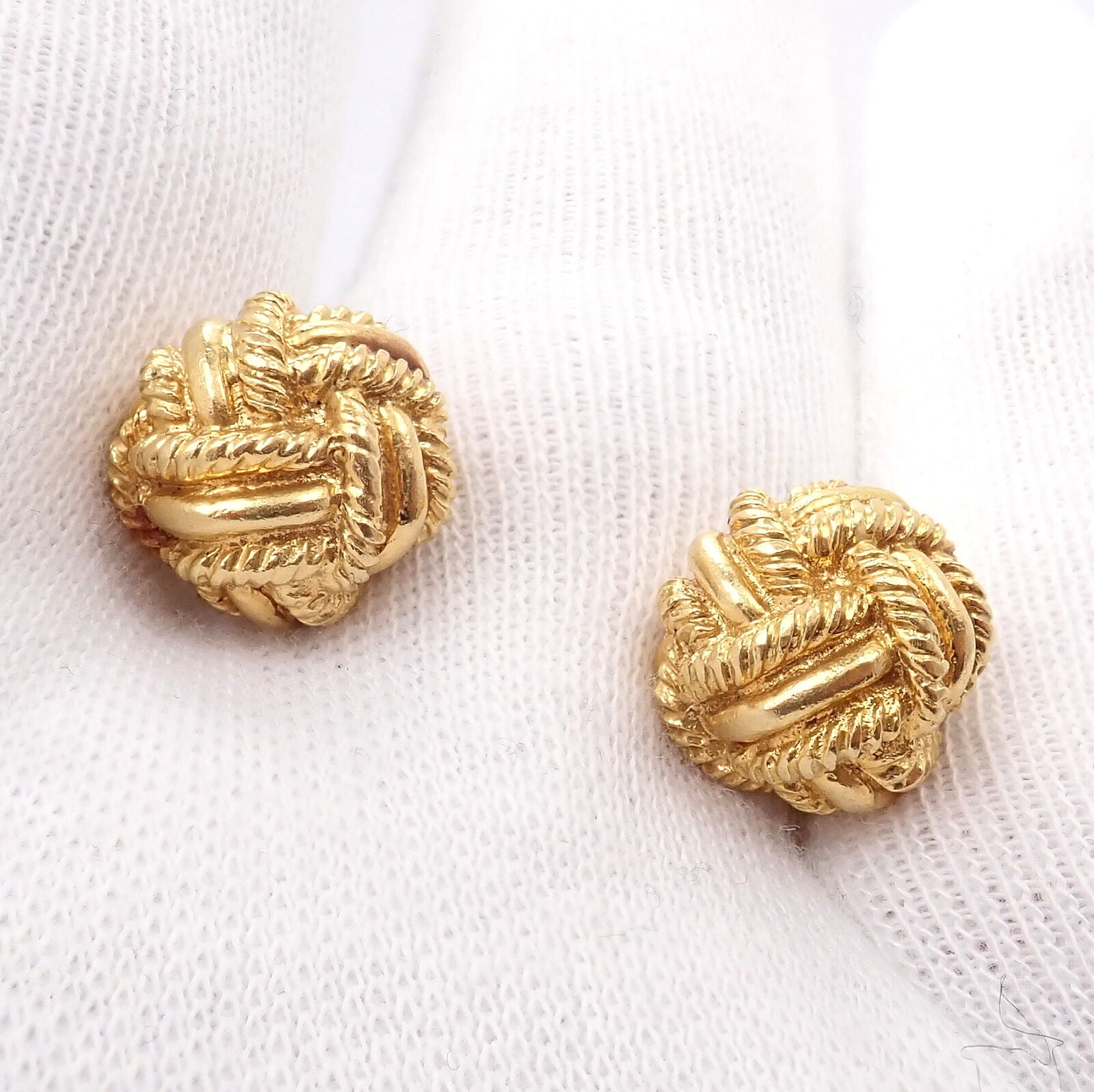 Vintage Tiffany & Co. 18k Yellow Gold Schlumberger Rope Knot Cufflinks - Luxury Men's Jewelry for Weddings & Formal Events