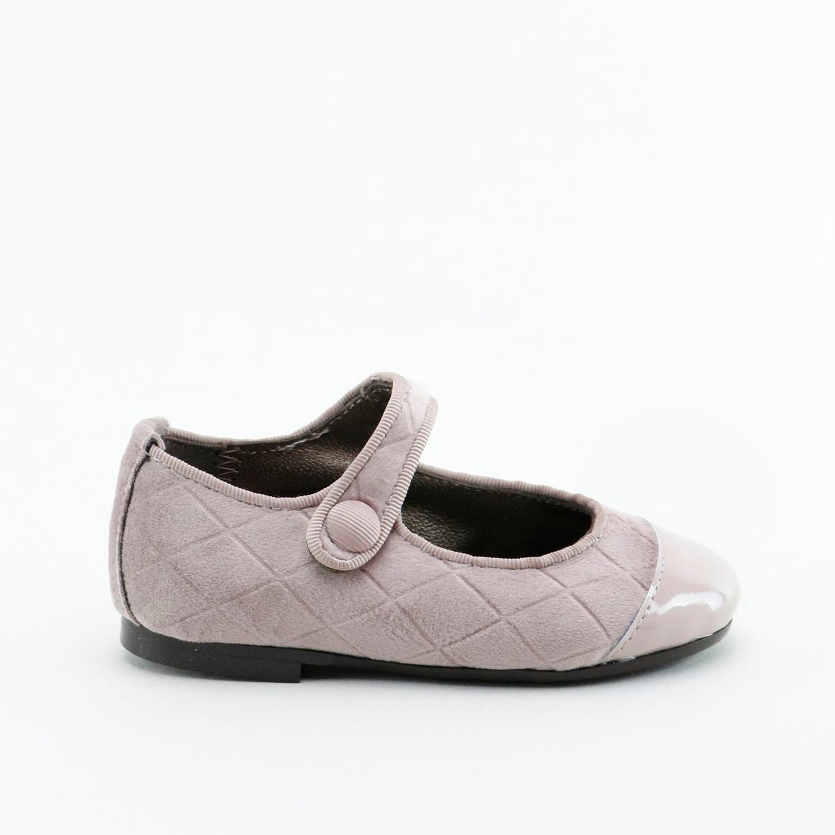 Blush Velvet Quilted Mary Jane Flats - Women's Comfortable Captoe Shoes for Work, Office & Casual Wear