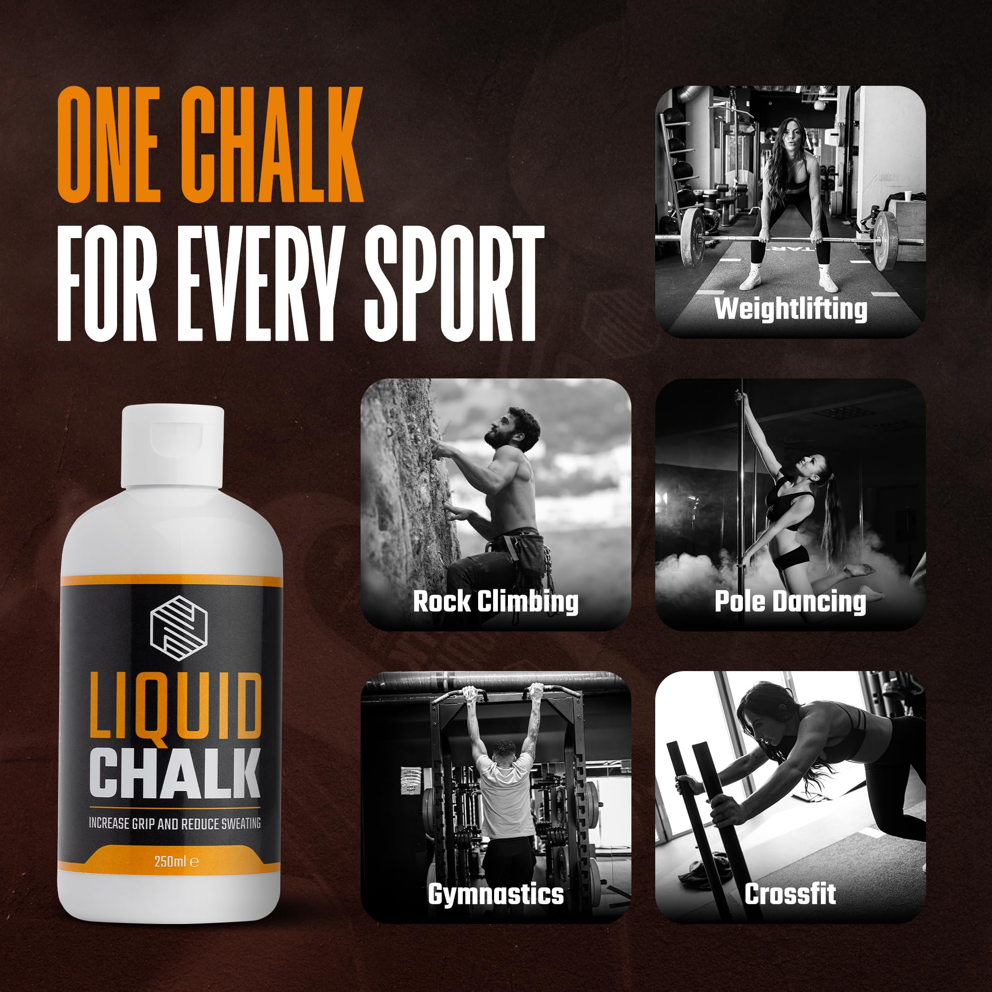 Liquid Chalk for Weightlifting & Gym - Non-Slip Grip for Rock Climbing, CrossFit & Fitness | Sweat-Free Hands for Bouldering, Gymnastics & Pole Dancing | Ideal for Bodybuilding & Intense Workouts
