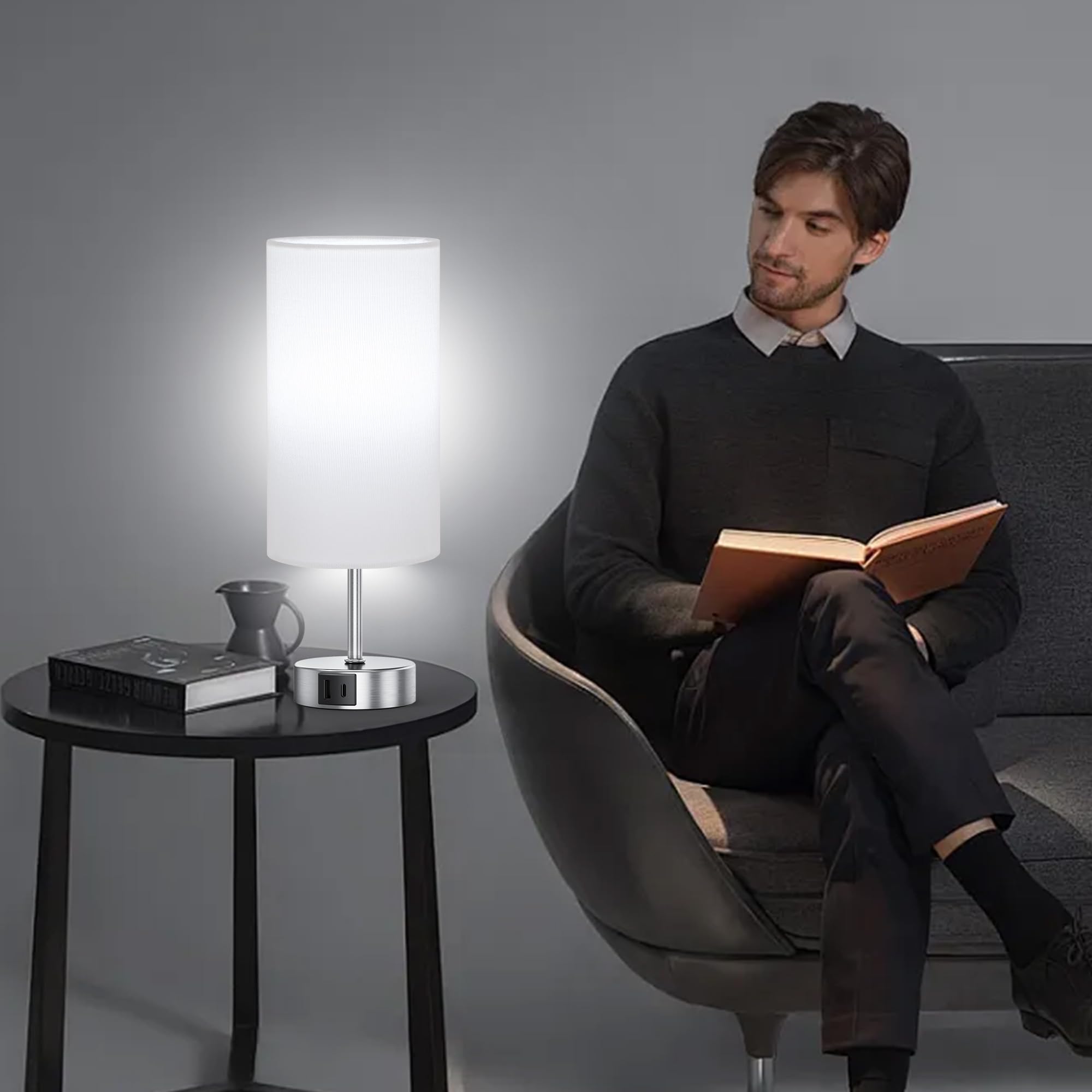 3-Way Dimmable Touch Control Table Lamp with 2 USB Ports - 6500K Daylight LED Bedside Lamp for Bedroom, Living Room & Office - Perfect for Reading, Working & Nightstand Use