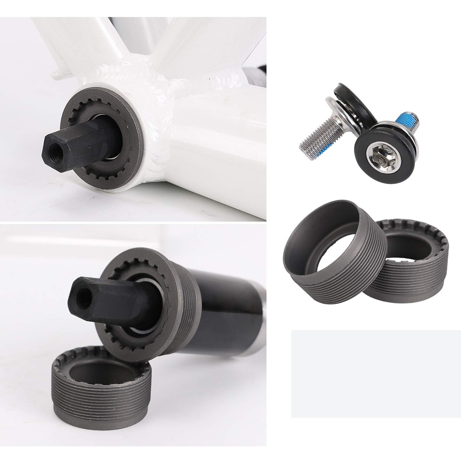 Mountain Bike Square Taper Bottom Bracket 68x118mm - Sealed Cartridge Bicycle Axle with Waterproof Screws - Black MTB Square Hole Axle Replacement Part for Trail Riding & Off-Road Cycling