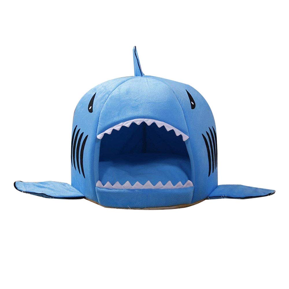 Shark Shaped Dog Bed for Small Medium Dogs & Cats - Soft Warm Pet Bed House Nest for Winter & Fall - Cozy Blue Pet Bed for Puppy Kitten - Perfect for Indoor Use, Crate, Kennel, or Living Room