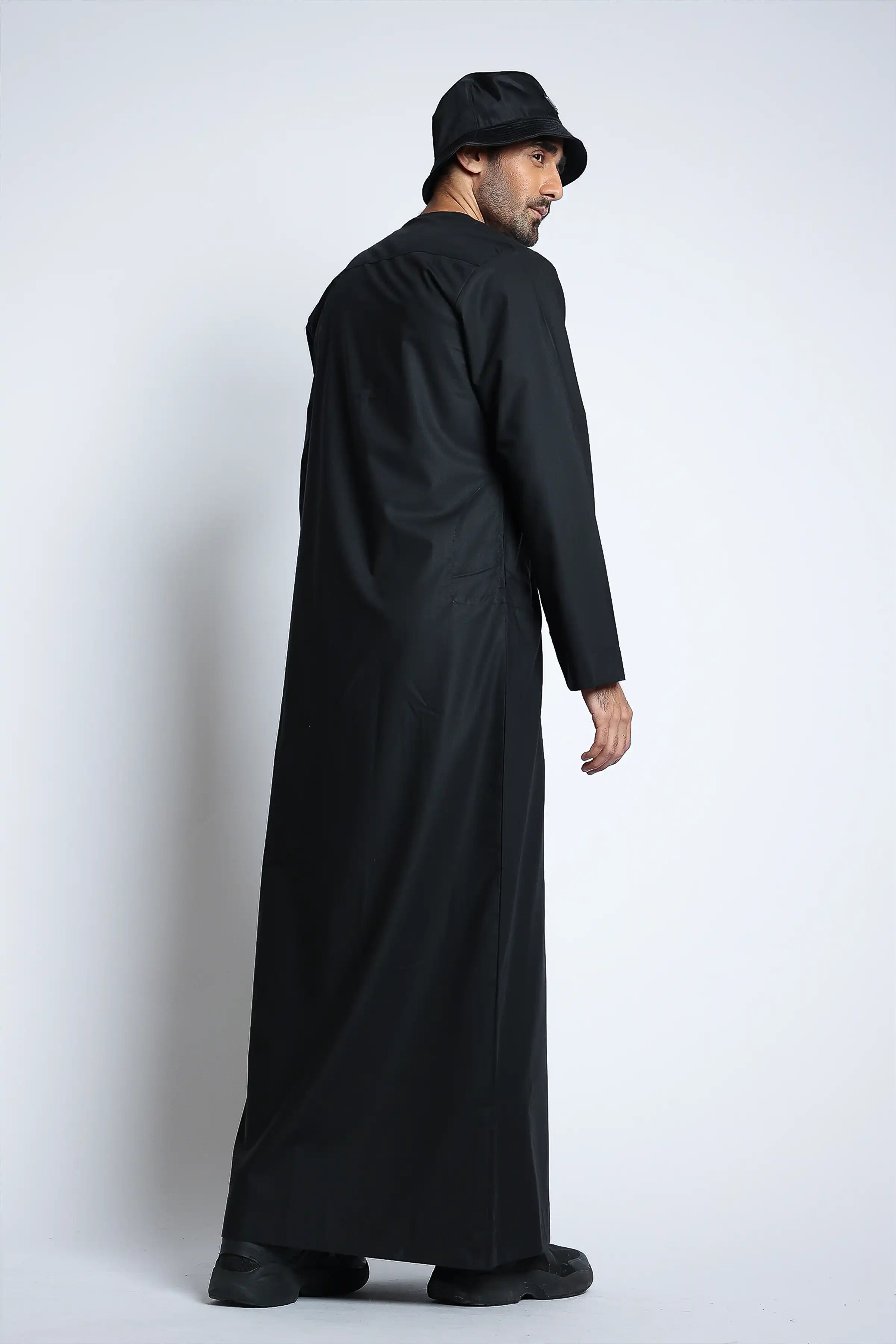 Premium J144 Caviar Piping Thobe - Elegant Embroidered Islamic Robe for Men - Perfect for Eid, Ramadan & Special Occasions