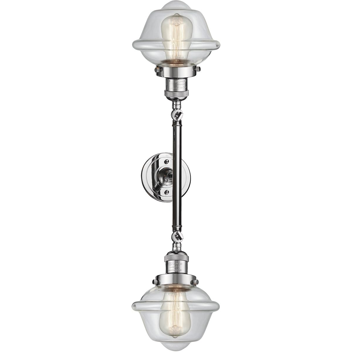 208-PC-G532-LED 2-Light Vintage Dimmable LED Bathroom Vanity Light Fixture in Polished Chrome - Perfect for Bathroom, Powder Room & Dressing Area Lighting