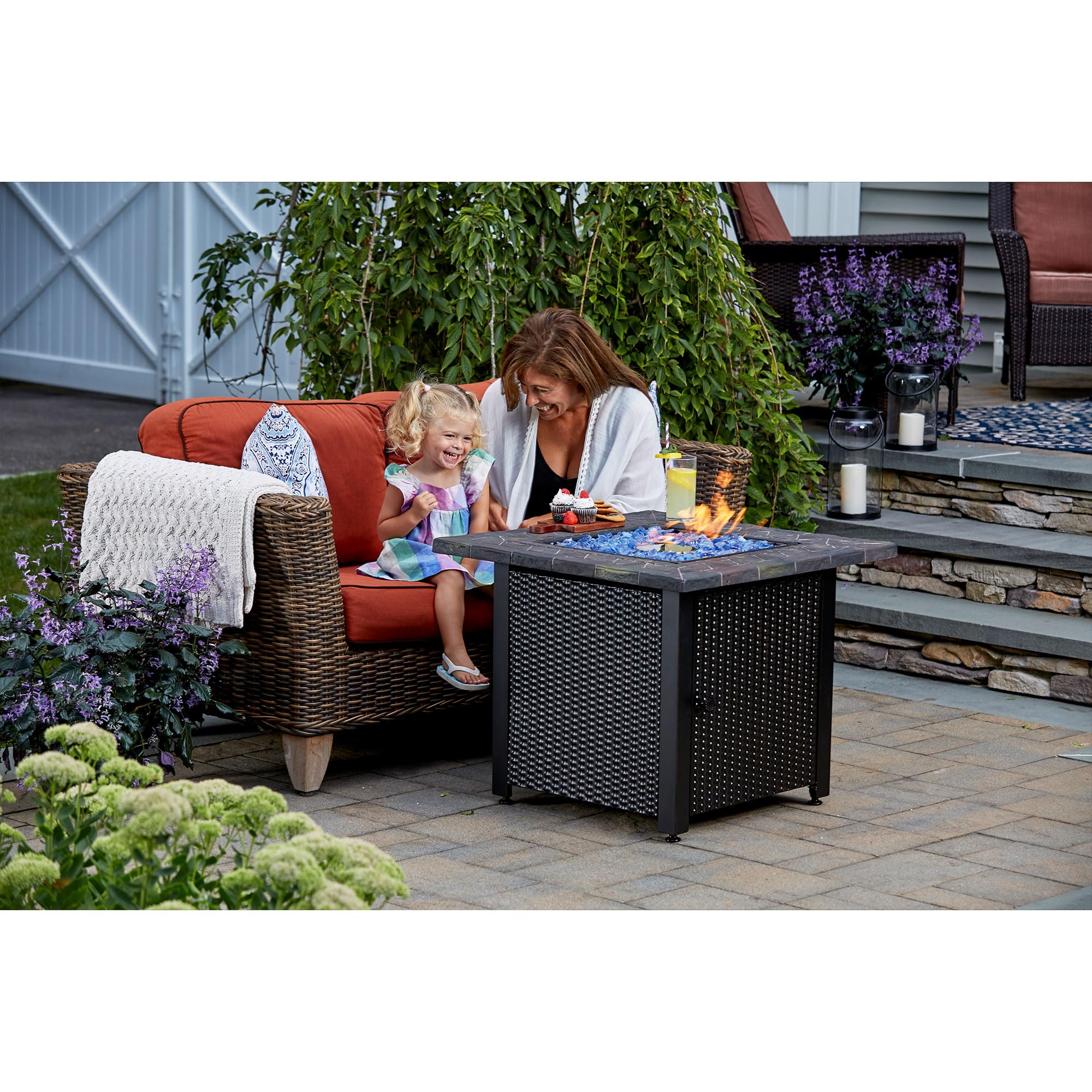 Endless Summer GAD1401GB Blue Glass LP Gas Outdoor Fire Pit - Perfect for Patio, Backyard, and Camping Gatherings