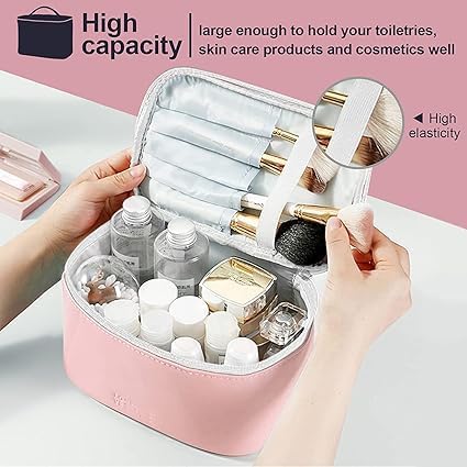 DREHOTRY Fashion Makeup Travel Pouch - Waterproof Cosmetic Bag Organizer for Toiletries, Makeup Brushes & Beauty Essentials | Perfect Travel Accessory for Women, Gym, Vacation & Daily Use