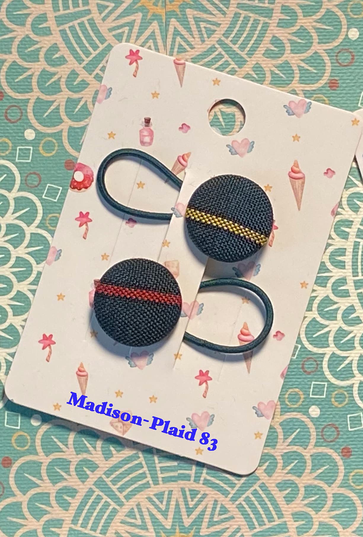 Plaid School Uniform Hair Ties Set of 2 - Girls & Women Hair Accessories, Ponytail Holders & Hair Bobbles by AGD Accessories (Madison 83 Plaid) - Perfect for School Days, Work & Casual Outfits