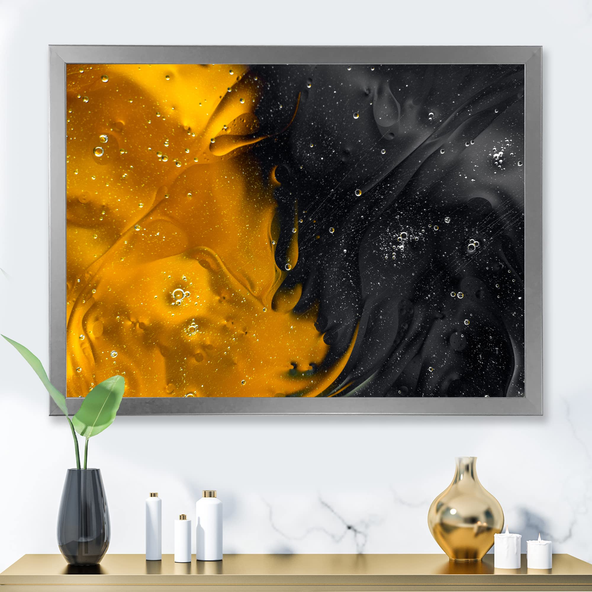 Modern Yellow and Black Framed Wall Art - Abstract Home Decor for Living Room, Bedroom & Office | Perfect for Gifts and Interior Design