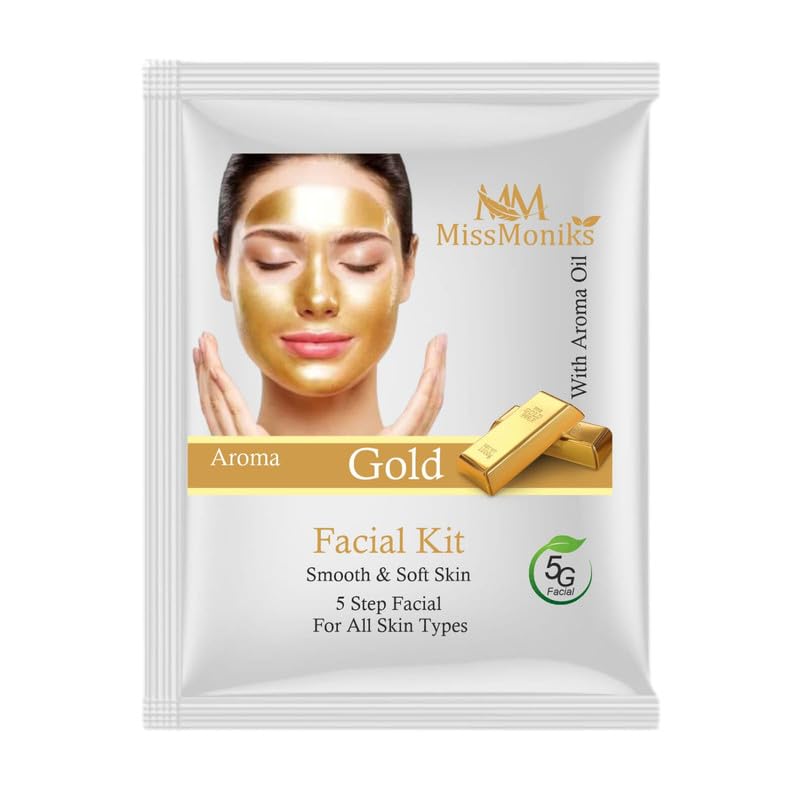 MissMoniks Gold Facial Kit for Women - Instant Glow & Brightening Skincare Set for Party Ready Skin | Easy At-Home Spa Treatment for Special Occasions & Self-Care Days