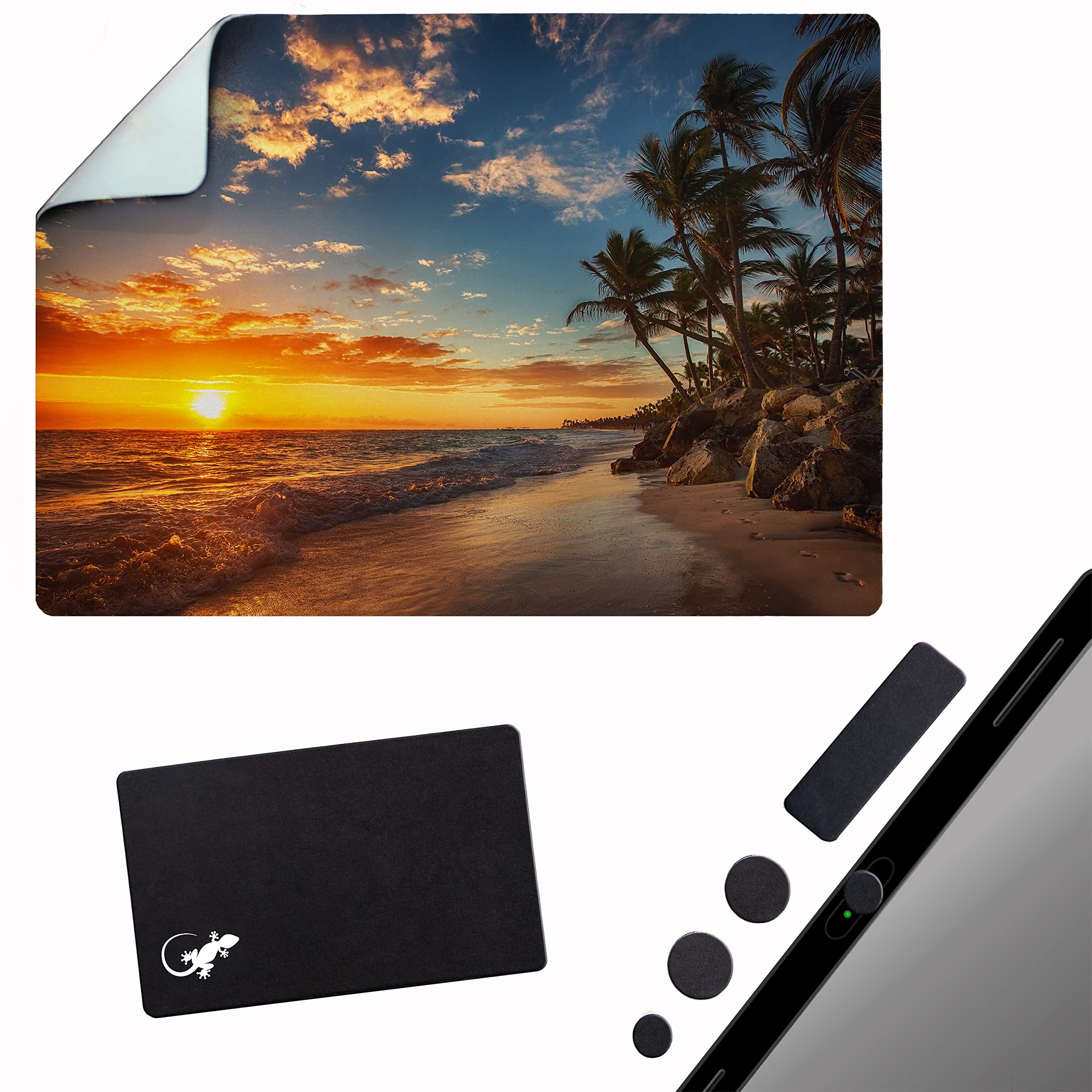Non-Slip Adhesive Mouse Pad - Peel & Stick to Any Surface - Portable Travel Mouse Pad for Laptop, Office & Home Use - Perfect for Desks, Cars & Outdoor Work - Beach Sunset Design