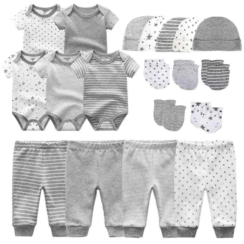 Chamie Unisex Baby Short Sleeve Bodysuits - 100% Cotton Newborn Clothes & Preemie Layette Set | Soft, Breathable Onesies for Infants 0-12 Months | Perfect for Playtime, Daycare & Family Outings