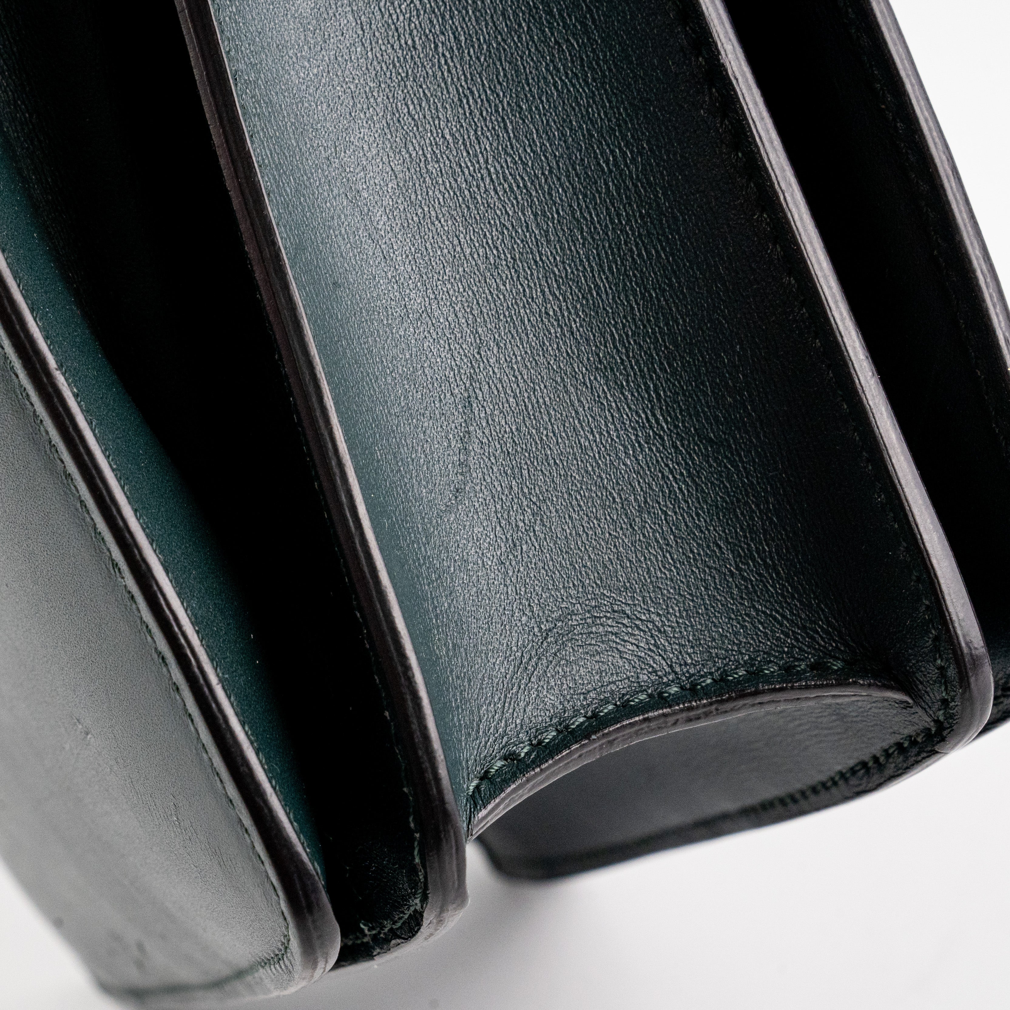 Celine Teen Box Bag in Dark Green | Genuine Leather Crossbody Purse for Women | Perfect for Work, Travel & Everyday Use