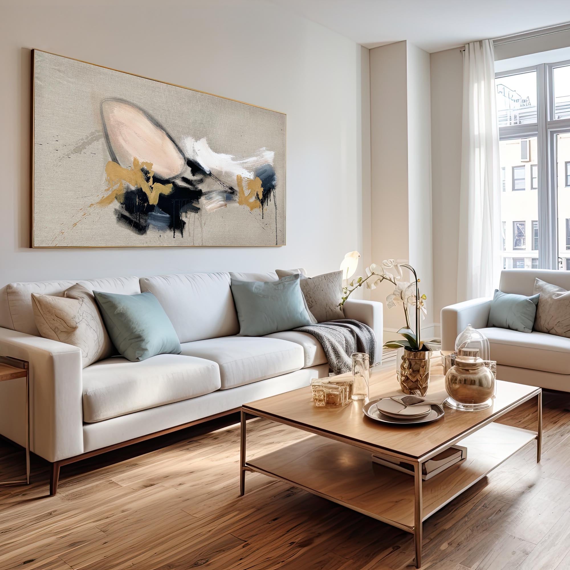 Take Me As I Am - Original Abstract Painting 75x35 Inches Large Wall Art - Perfect for Living Room, Bedroom or Office Decor