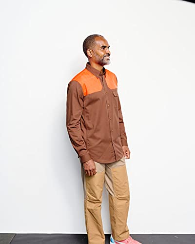 Orvis Men’s Midweight Shooting Shirt - Long Sleeve Button Down Shirt with Ambidextrous Quilted Shooting Patches for Hunting, Outdoor & Casual Wear