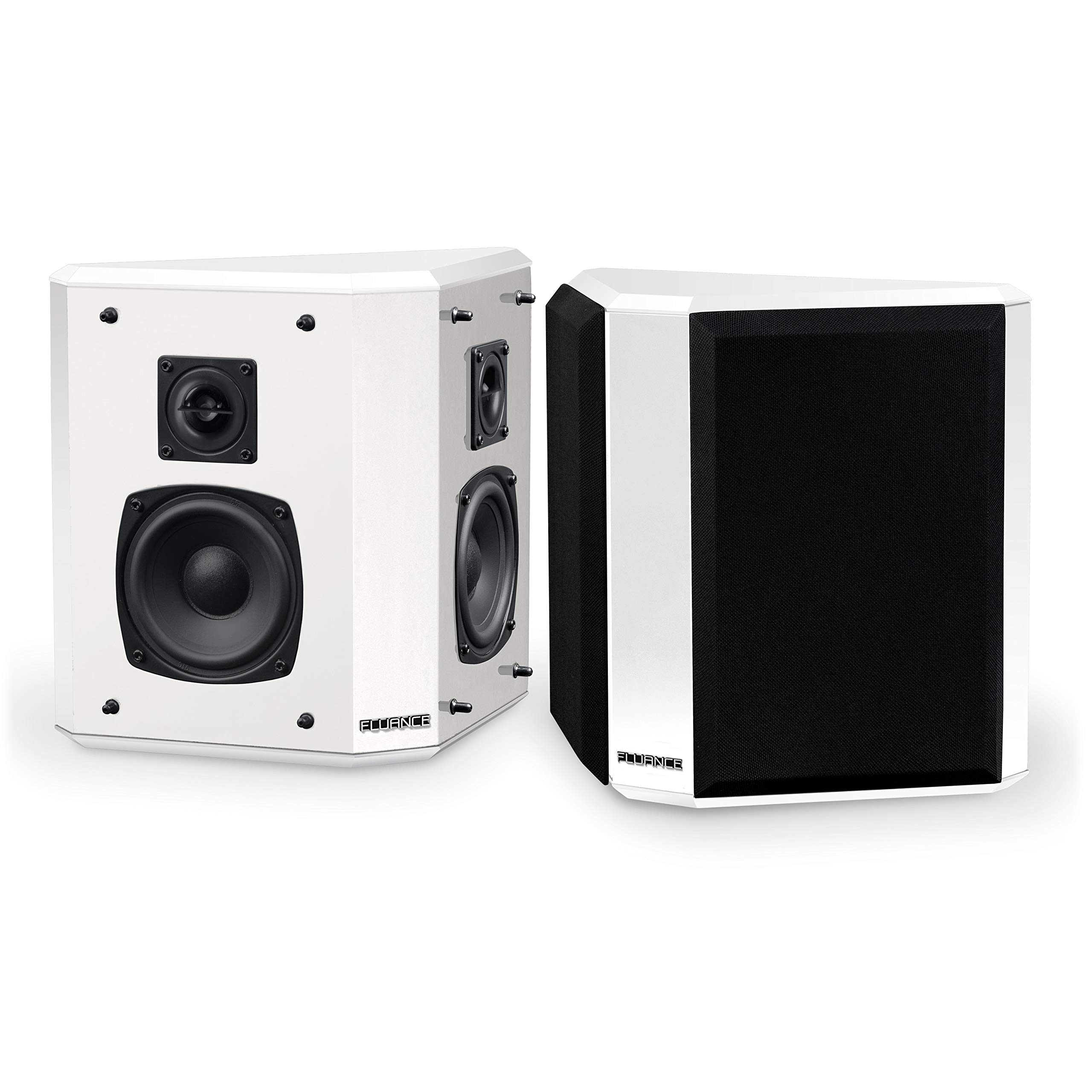 Fluance Elite High Definition 2-Way Bipolar Surround Speakers - Wide Dispersion Surround Sound for Home Theater Systems (Pair, White) - Perfect for Movie Nights & Immersive Gaming Experience (SXBP2WH)