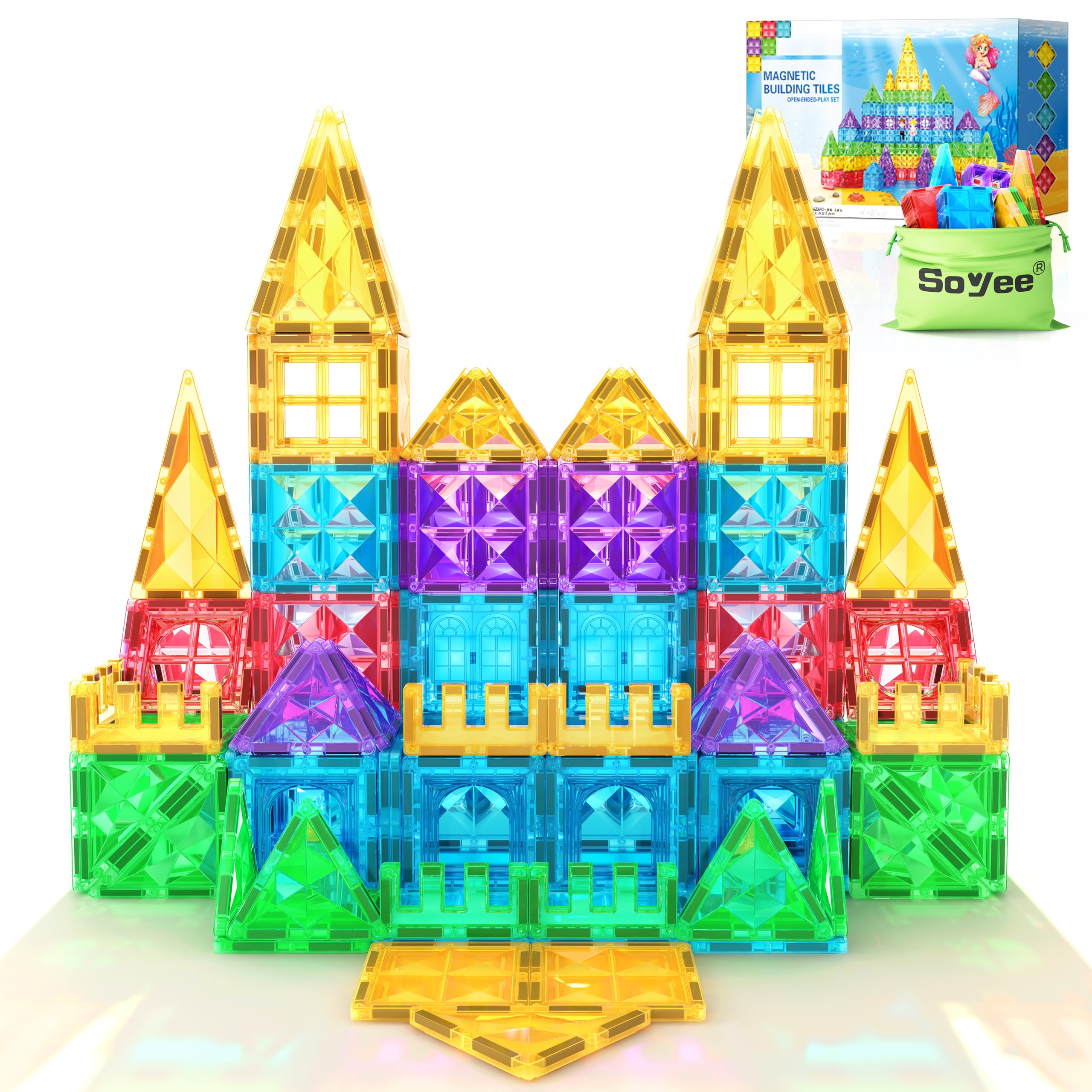 110PCS Magnetic Tiles Building Blocks Set with Dolls - STEM Educational Toys for Kids Ages 3-13 | Creative Construction Play for Boys & Girls | Perfect for Preschool Learning & Indoor Family Activities