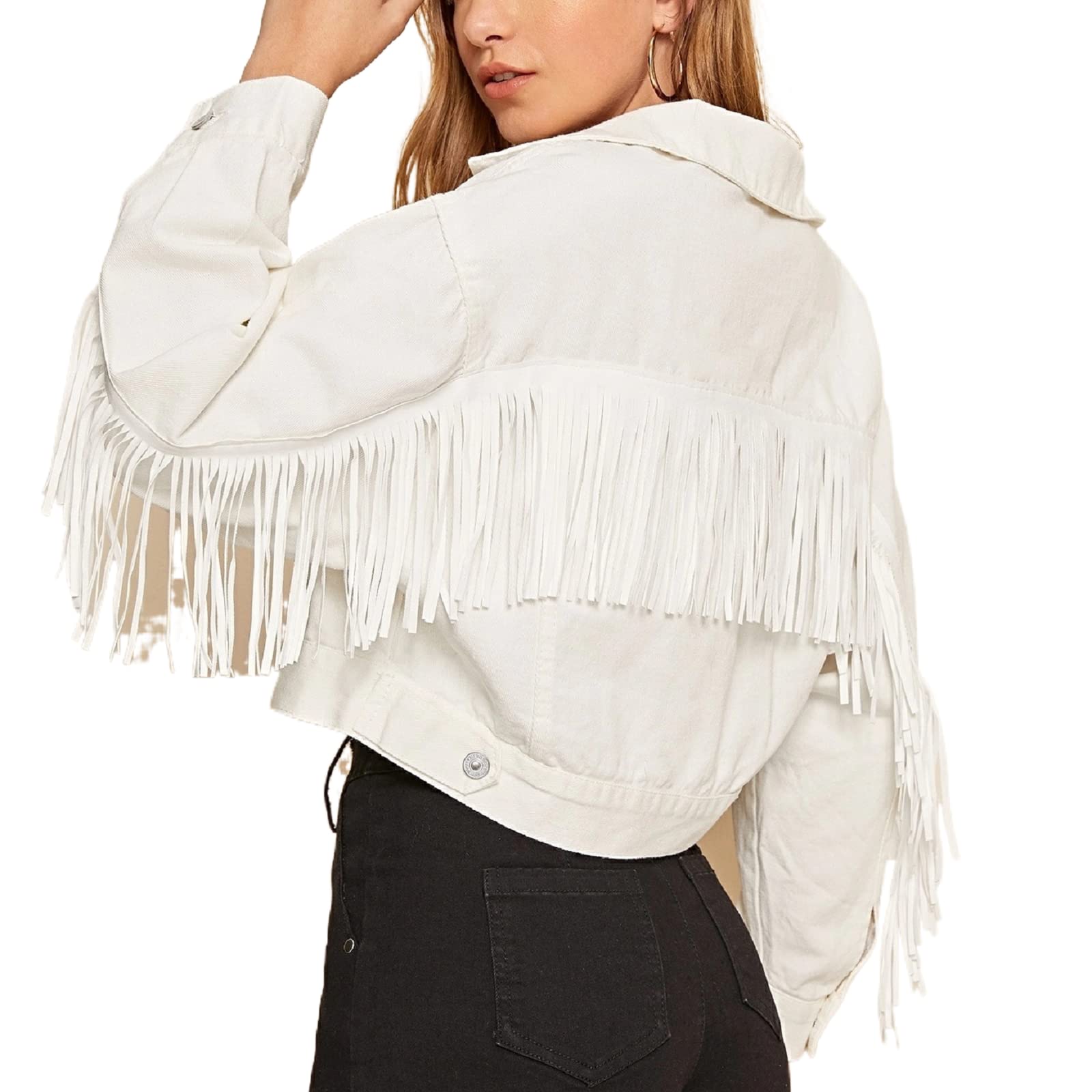 Vintage Women's Faux Suede Cropped Jacket with Tassels - Long Sleeve Boho Western Coat for Hippie Style | Perfect for Music Festivals, Casual Outings & Boho Fashion Looks