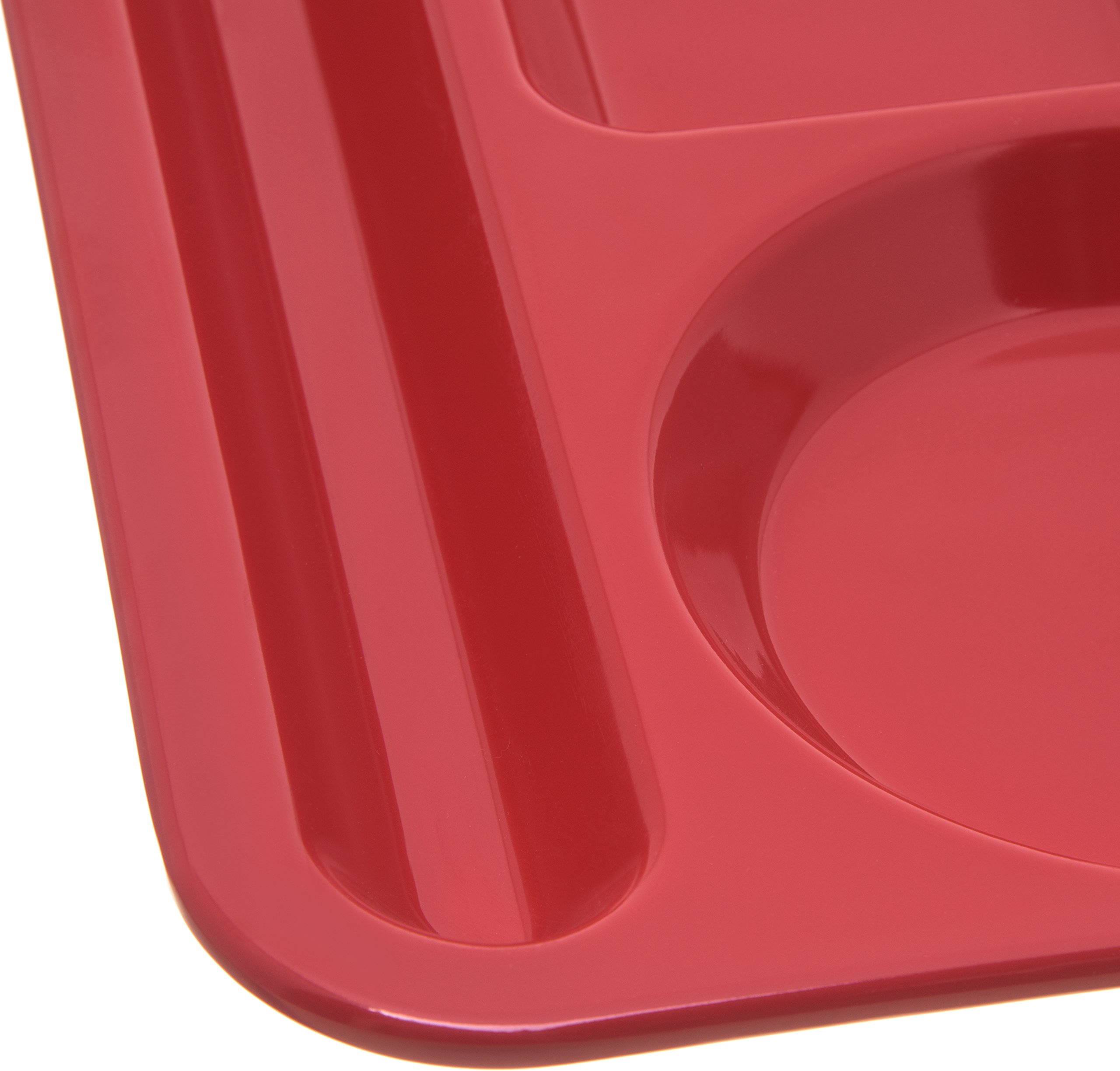 Carlisle Heavyweight 6-Compartment Plastic Meal Tray - Left-Handed Design for Schools, Cafeterias & Dining Halls - Durable Melamine 14